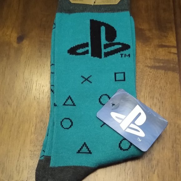 Sony Other - Official Playstation Logo Teal Black Socks